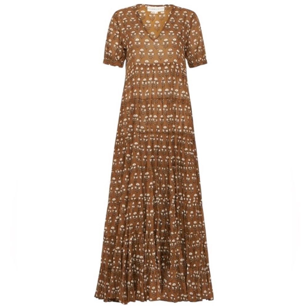 Daughters of India Brown Floral Maxi Dress